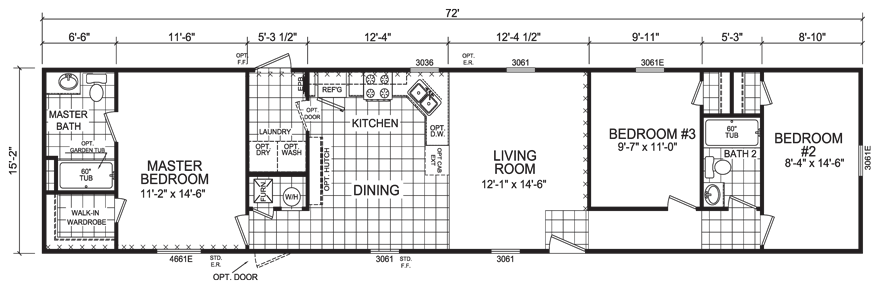 3 Bedroom 2 Bath Mobile Home Floor Plans